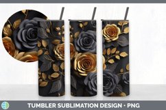 3D Gold Rose Flowers Tumbler | Sublimation 20 oz Skinny Tumb Product Image 3
