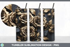 3D Gold Rose Flowers Tumbler | Sublimation 20 oz Skinny Tumb Product Image 5