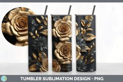3D Gold Rose Flowers Tumbler | Sublimation 20 oz Skinny Tumb Product Image 7