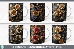 3D Black and Gold Flowers Mug Huge Sublimation Mega Bundle Product Image 12