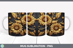 3D Gold Sunflower Flowers Mug Wrap | Sublimation Coffee Cup Product Image 2