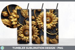 3D Gold Sunflower Flowers Tumbler | Sublimation 20 oz Skinny Product Image 2