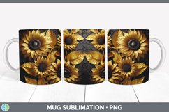 3D Gold Sunflower Flowers Mug Wrap | Sublimation Coffee Cup Product Image 4