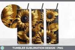 3D Gold Sunflower Flowers Tumbler | Sublimation 20 oz Skinny Product Image 4