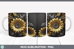 3D Gold Sunflower Flowers Mug Wrap | Sublimation Coffee Cup Product Image 5