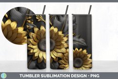 3D Gold Sunflower Flowers Tumbler | Sublimation 20 oz Skinny Product Image 5