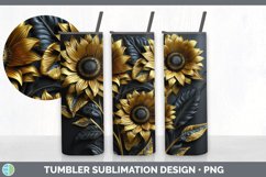 3D Gold Sunflower Flowers Tumbler | Sublimation 20 oz Skinny Product Image 6