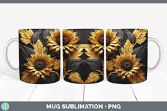 3D Gold Sunflower Flowers Mug Wrap | Sublimation Coffee Cup Product Image 7
