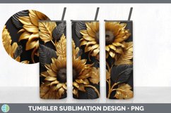3D Gold Sunflower Flowers Tumbler | Sublimation 20 oz Skinny Product Image 7