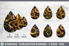 3D Gold Sunflower Flowers Teardrop Earrings | Sublimation Ea Product Image 2