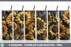 3D Black and Gold Tumbler Mega Sublimation Bundle Design PNG Product Image 16
