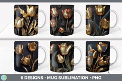 3D Black and Gold Flowers Mug Huge Sublimation Mega Bundle Product Image 14