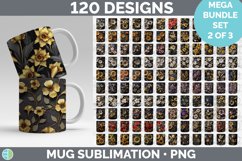 3D Black and Gold Flowers Mug Huge Sublimation Mega Bundle Product Image 1