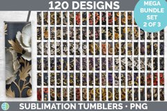3D Black and Gold Tumbler Mega Sublimation Bundle Design PNG Product Image 1