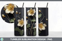 3D Black and Gold Abutilon Flowers Tumbler | Sublimation 20 Product Image 1