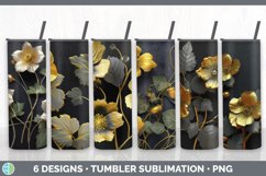 3D Black and Gold Tumbler Mega Sublimation Bundle Design PNG Product Image 2