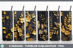 3D Black and Gold Tumbler Mega Sublimation Bundle Design PNG Product Image 3