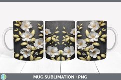 3D Black and Gold Apple Blossom Flowers Mug Wrap | Sublimati Product Image 1