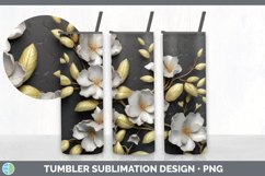 3D Black and Gold Apple Blossom Flowers Tumbler | Sublimatio Product Image 2