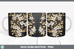 3D Black and Gold Apple Blossom Flowers Mug Wrap | Sublimati Product Image 3