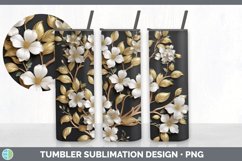 3D Black and Gold Apple Blossom Flowers Tumbler | Sublimatio Product Image 3