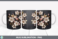 3D Black and Gold Apple Blossom Flowers Mug Wrap | Sublimati Product Image 4