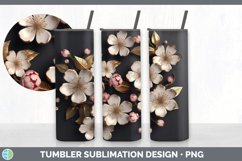 3D Black and Gold Apple Blossom Flowers Tumbler | Sublimatio Product Image 4