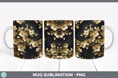 3D Black and Gold Apple Blossom Flowers Mug Wrap | Sublimati Product Image 5