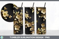 3D Black and Gold Apple Blossom Flowers Tumbler | Sublimatio Product Image 5