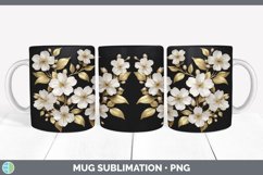 3D Black and Gold Apple Blossom Flowers Mug Wrap | Sublimati Product Image 6