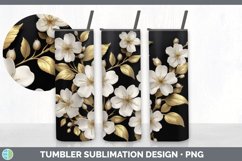 3D Black and Gold Apple Blossom Flowers Tumbler | Sublimatio Product Image 6