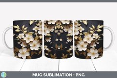 3D Black and Gold Apple Blossom Flowers Mug Wrap | Sublimati Product Image 7