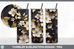 3D Black and Gold Apple Blossom Flowers Tumbler | Sublimatio Product Image 7