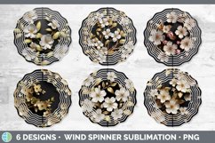 3D Black and Gold Apple Blossom Flowers Wind Spinner | Subli Product Image 2