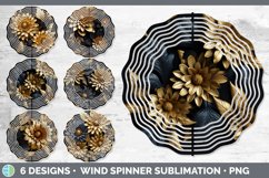 3D Black and Gold Flowers Wind Spinner Mega Bundle Sublimate Product Image 6