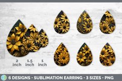 3D Black-eyed Susan Flowers Teardrop Earrings | Sublimation Product Image 2