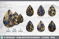 3D Bluebonnet Flowers Teardrop Earrings | Sublimation Earrin Product Image 2