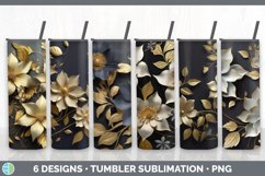 3D Black and Gold Tumbler Mega Sublimation Bundle Design PNG Product Image 10