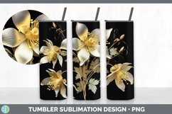 3D Black and Gold Columbine Flowers Tumbler | Sublimation 20 Product Image 2