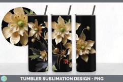 3D Black and Gold Columbine Flowers Tumbler | Sublimation 20 Product Image 3