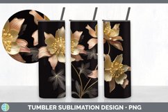 3D Black and Gold Columbine Flowers Tumbler | Sublimation 20 Product Image 4