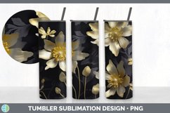 3D Black and Gold Columbine Flowers Tumbler | Sublimation 20 Product Image 5