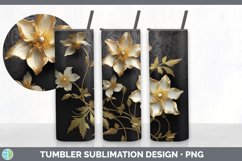 3D Black and Gold Columbine Flowers Tumbler | Sublimation 20 Product Image 6