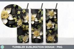 3D Black and Gold Columbine Flowers Tumbler | Sublimation 20 Product Image 7