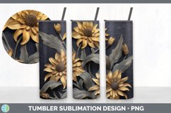 3D Black and Gold Coneflower Flowers Tumbler | Sublimation 2 Product Image 2