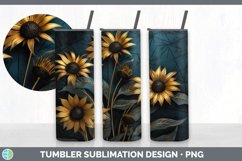 3D Black and Gold Coneflower Flowers Tumbler | Sublimation 2 Product Image 3