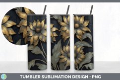 3D Black and Gold Coneflower Flowers Tumbler | Sublimation 2 Product Image 4