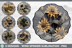 3D Black and Gold Flowers Wind Spinner Mega Bundle Sublimate Product Image 12