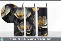3D Black and Gold Crocus Flowers Tumbler | Sublimation 20 oz Product Image 2