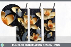 3D Black and Gold Crocus Flowers Tumbler | Sublimation 20 oz Product Image 4